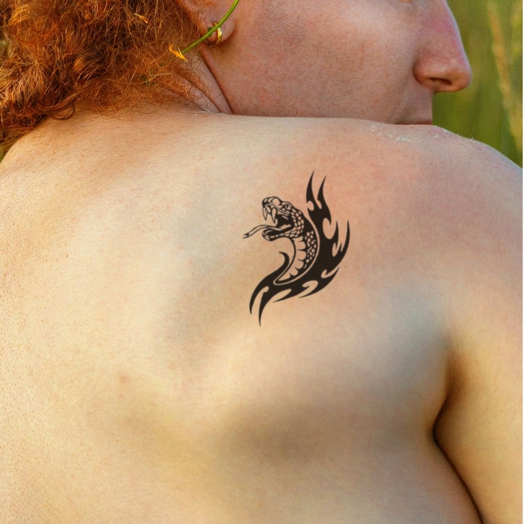 Snake Head Tribal Temporary Tattoo - 1 | Temporalis