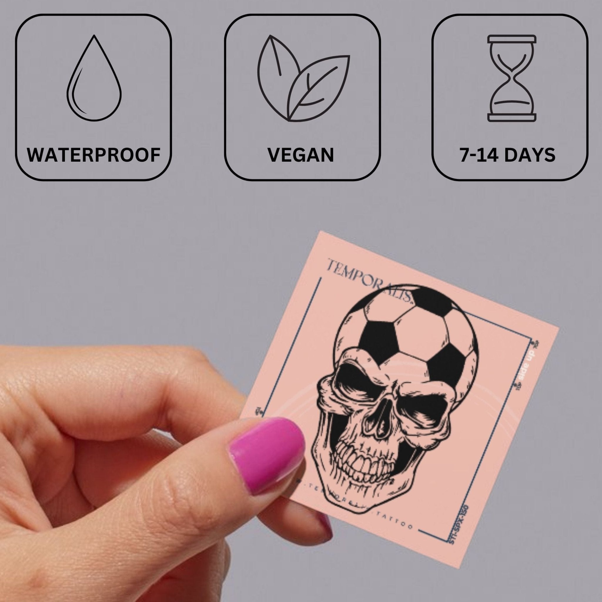 Soccer ball skull temporary tattoo - 3 | Temporalis