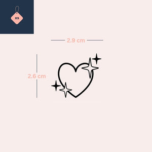 Sparkling Heart Temporary Tattoo - 4 | Temporalis