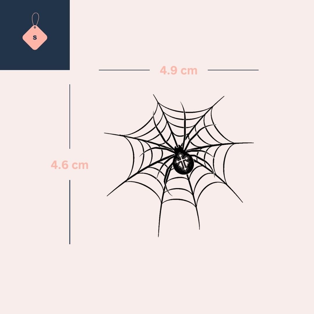 Spider with cross on web temporary tattoo - 4 | Temporalis