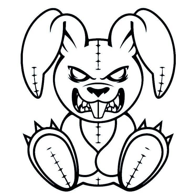 Stitched killer bunny temporary tattoo - 2 | Temporalis