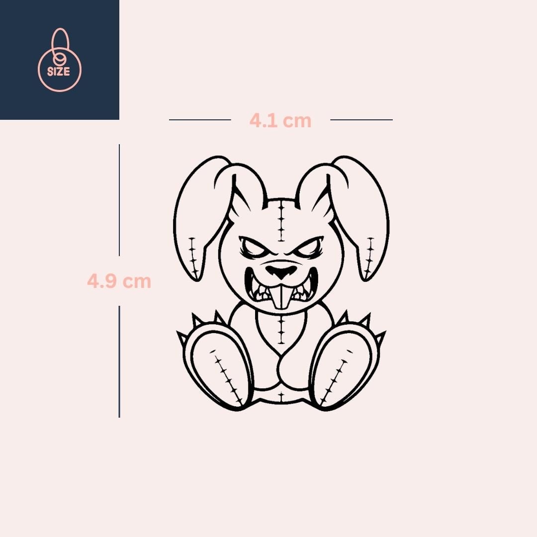 Stitched killer bunny temporary tattoo - 4 | Temporalis
