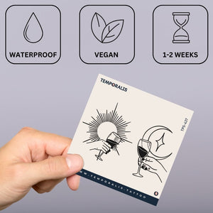 Sun and moon clinking glasses temporary tattoo - 3 | Temporalis