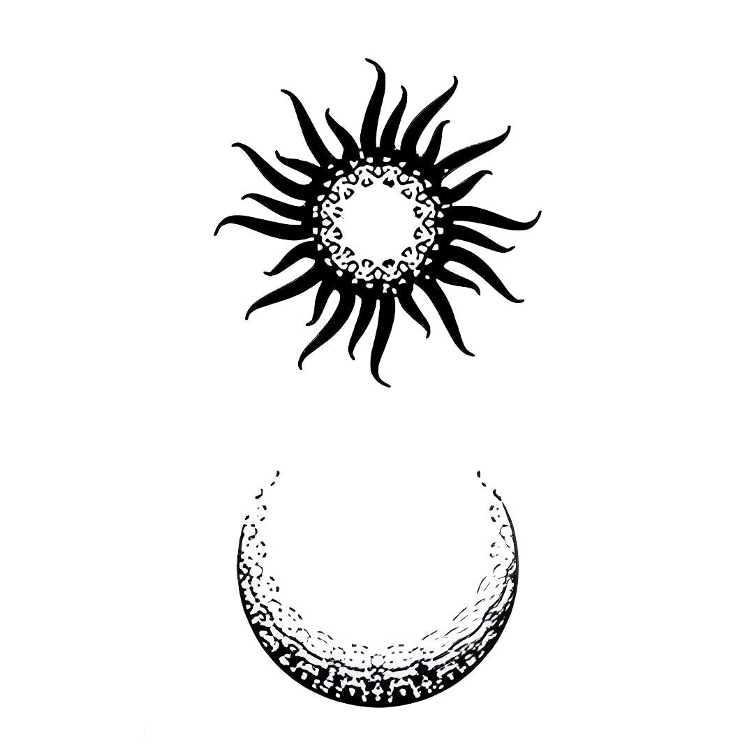 Sun and Moon Dotwork Tattoo - 2 | Temporalis
