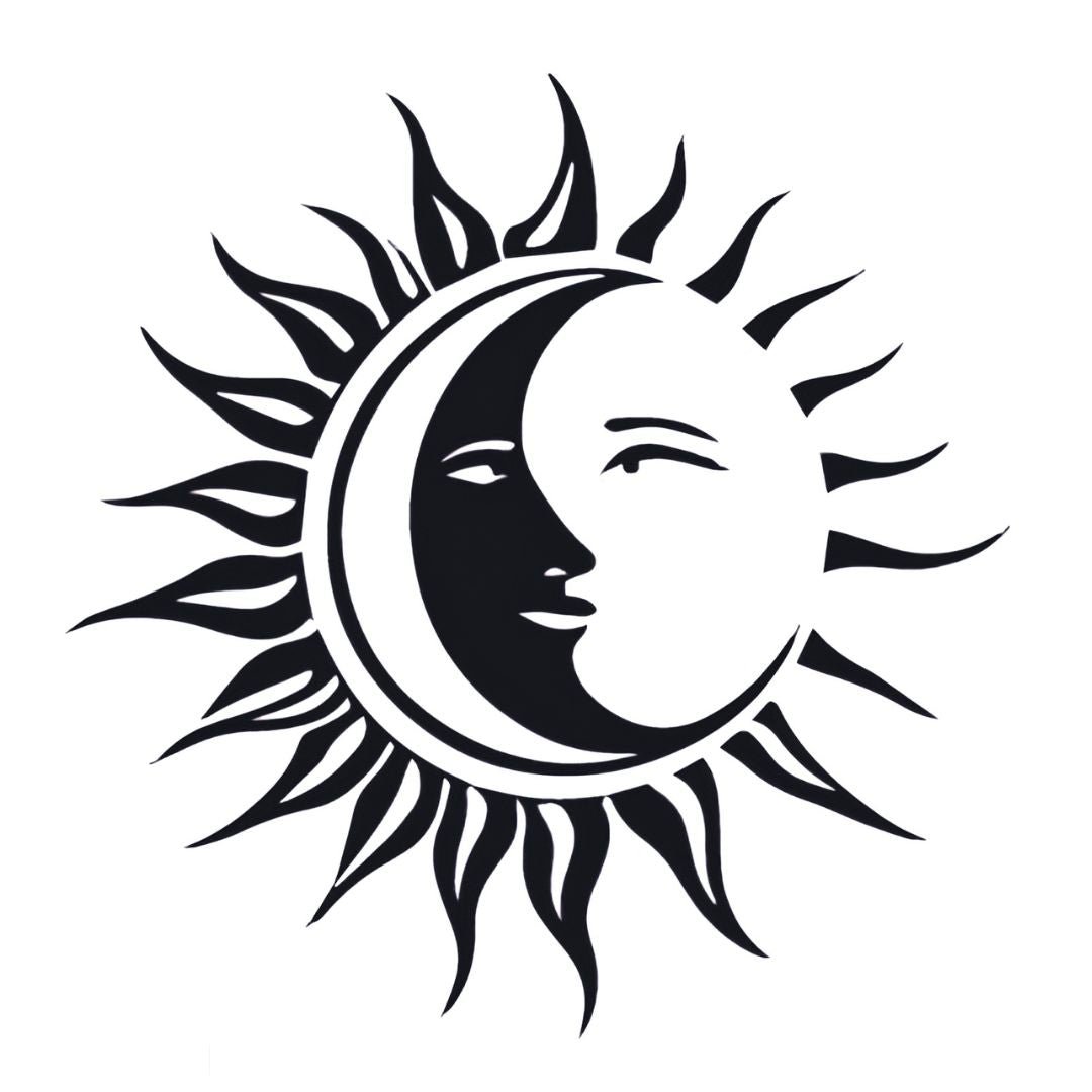 Sun and Moon Face Tattoo - 2 | Temporalis