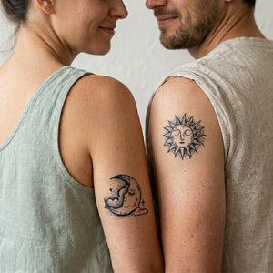 Sun and Moon Face Tattoo - 1 | Temporalis