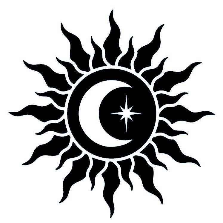 Sun, crescent moon and star temporary tattoo - 2 | Temporalis