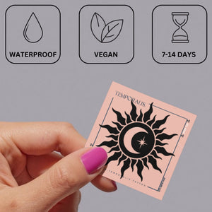 Sun, crescent moon and star temporary tattoo - 3 | Temporalis