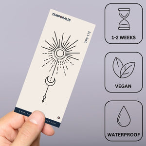 Sun & crescent moon fine line temporary tattoo - 3 | Temporalis