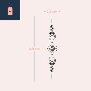 Sun & Moon temporary tattoo – floral linework - 4 | Temporalis