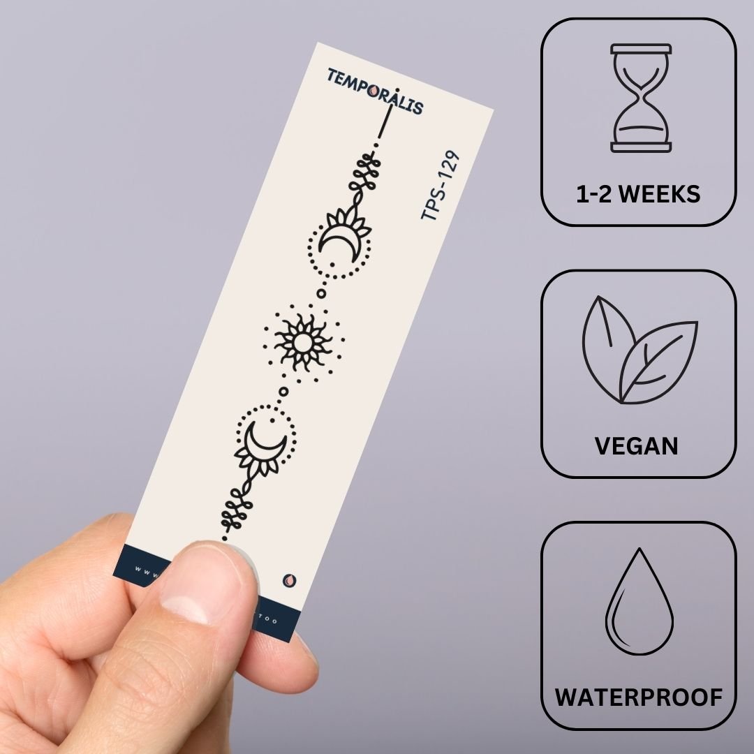 Sun & Moon temporary tattoo – floral linework - 3 | Temporalis