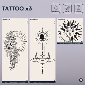 Sun & Moon - XL Tattoo Kit (3 tattoos) 2 - Temporalis