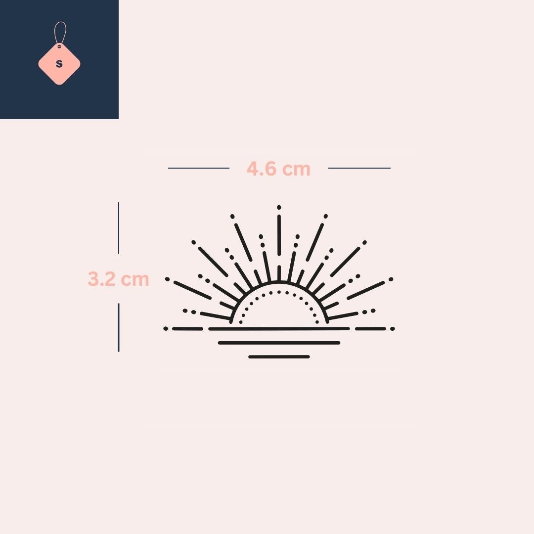 Sunrise temporary tattoo with rays and horizon - 4 | Temporalis