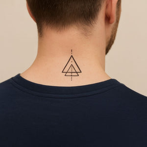 Temporary tattoo with layered geometric triangles and dotted line - 1 | Temporalis