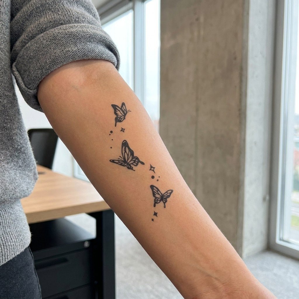 Three Butterflies with Stars Tattoo - 1 | Temporalis
