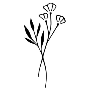 Three Flowers Fine Line Temporary Tattoo - 2 | Temporalis