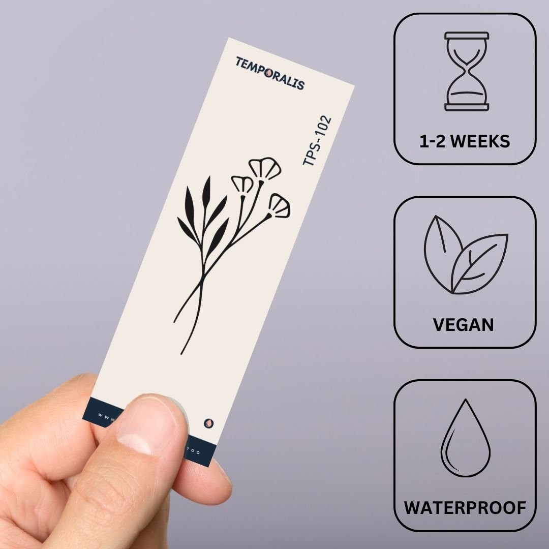 Three Flowers Fine Line Temporary Tattoo - 3 | Temporalis