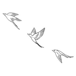 Three swallows in flight temporary tattoo - 2 | Temporalis
