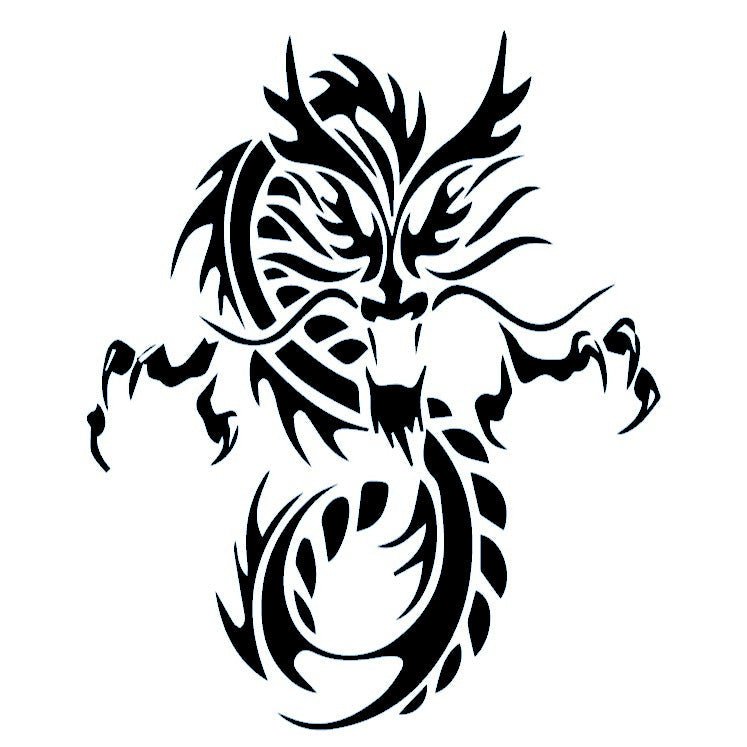 Tribal dragon temporary tattoo - 2 | Temporalis