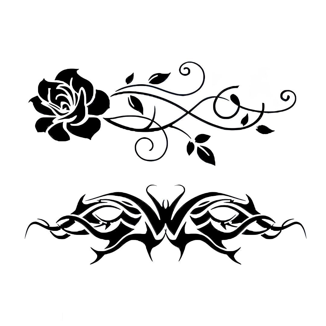 Tribal & Rose Vine Tattoo - 2 | Temporalis