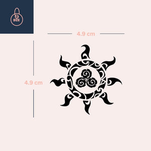 Tribal sun temporary tattoo with triskelion 3 - Temporalis