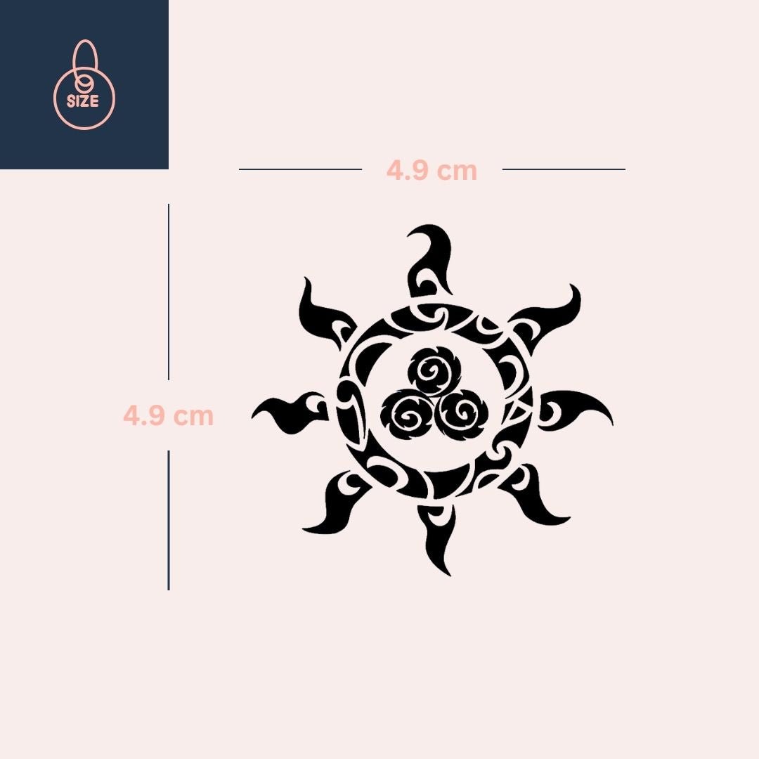 Tribal sun temporary tattoo with triskelion - 4 | Temporalis