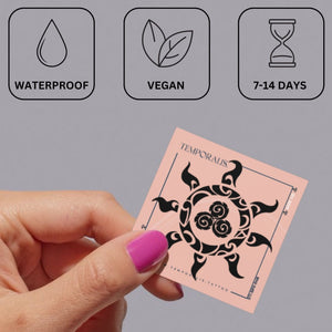 Tribal sun temporary tattoo with triskelion 4 - Temporalis