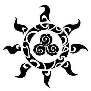 Tribal sun temporary tattoo with triskelion - 2 | Temporalis