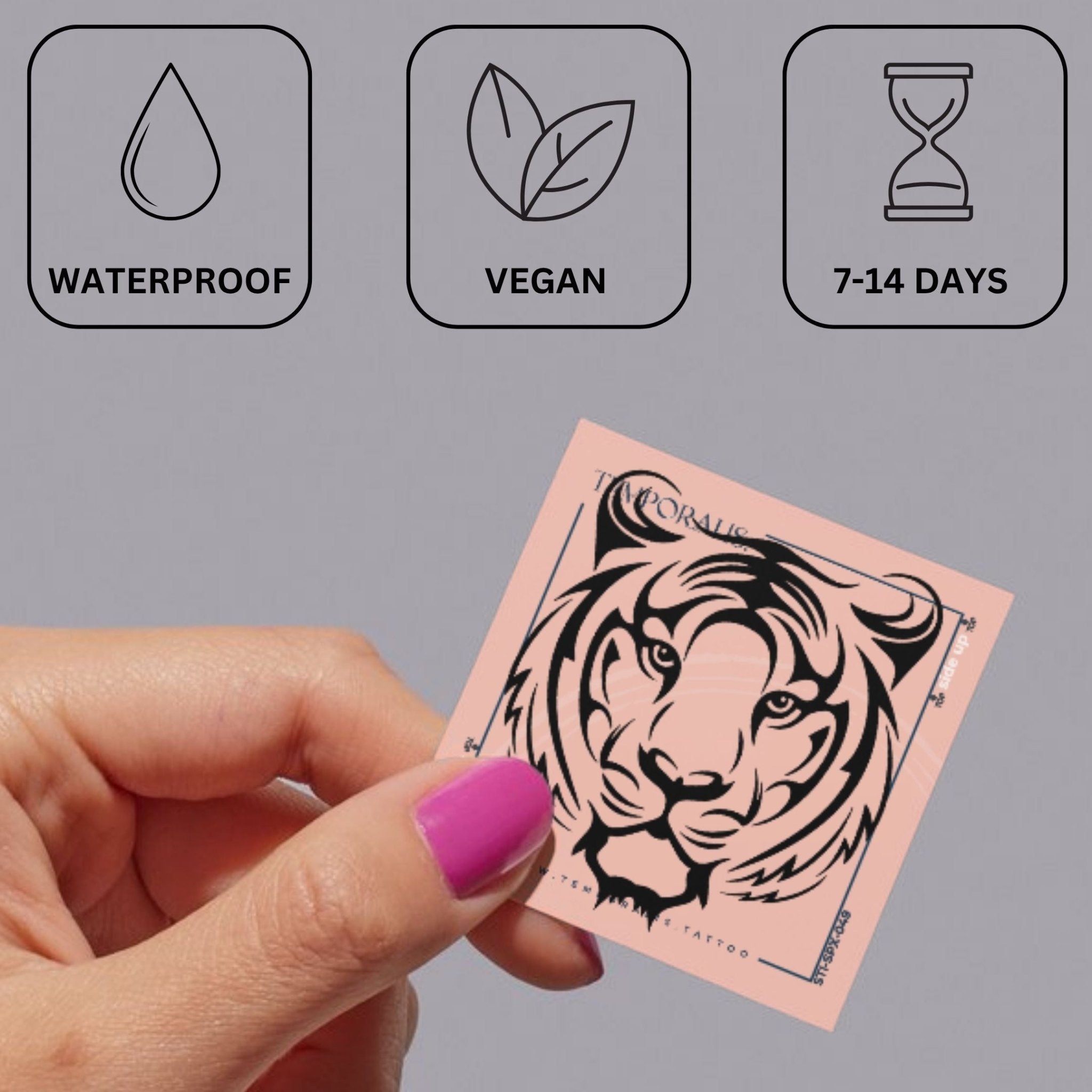 Tribal tiger head temporary tattoo - 3 | Temporalis