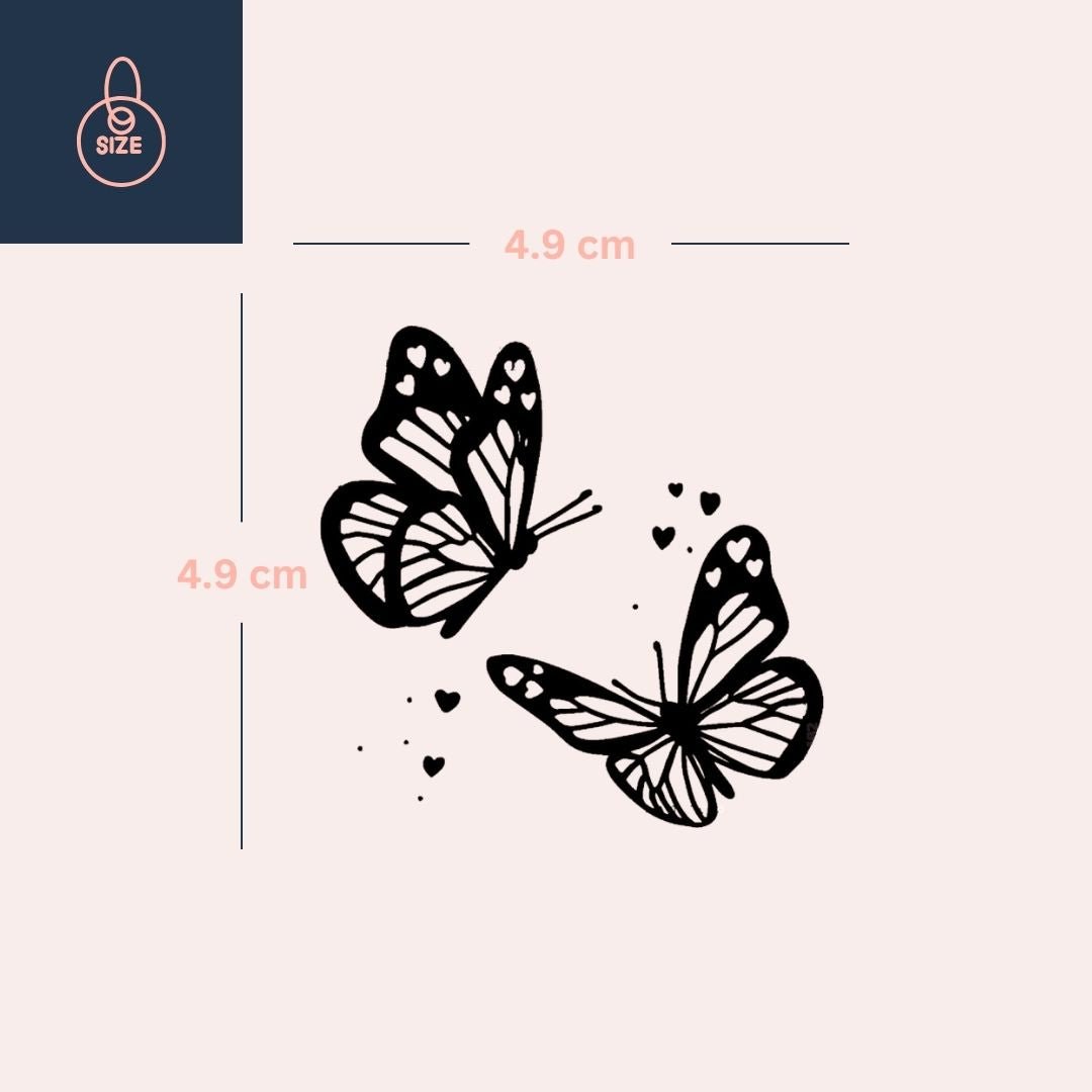 Twin Butterflies & Hearts Temporary Tattoo - 4 | Temporalis