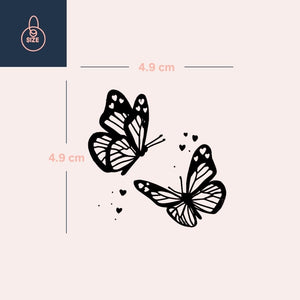 Twin Butterflies & Hearts Temporary Tattoo - 4 | Temporalis