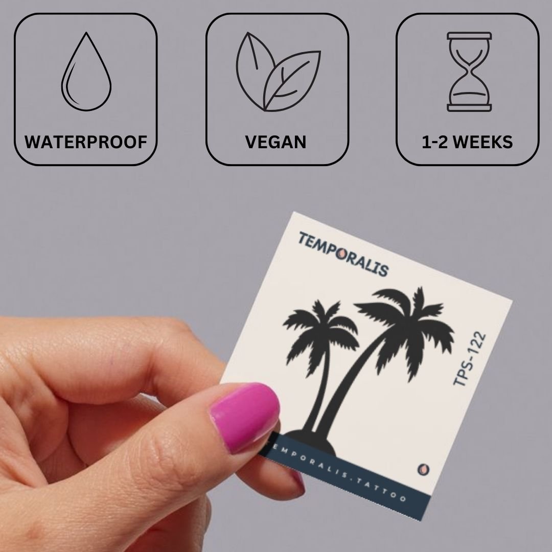 Twin Palm Trees Silhouette Temporary Tattoo - 3 | Temporalis