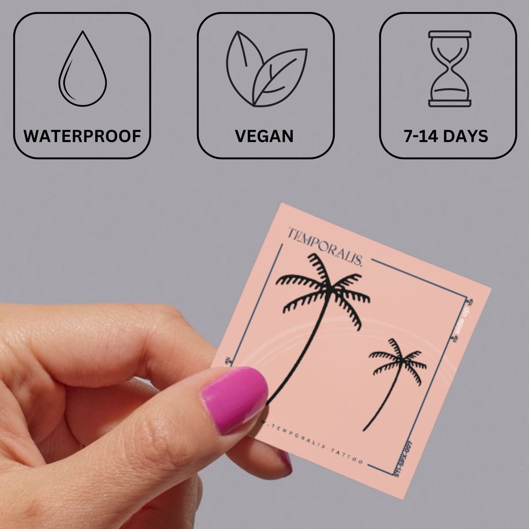Twin palms fine line temporary tattoo - 3 | Temporalis