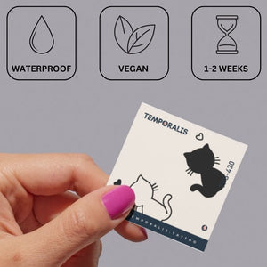 Two cats back - to - back temporary tattoo with hearts - 3 | Temporalis