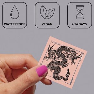 Two - Headed Dragon Temporary Tattoo, Asian Style - 3 | Temporalis