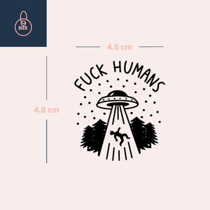 UFO Abduction Temporary Tattoo with Funny Text 3 - Temporalis