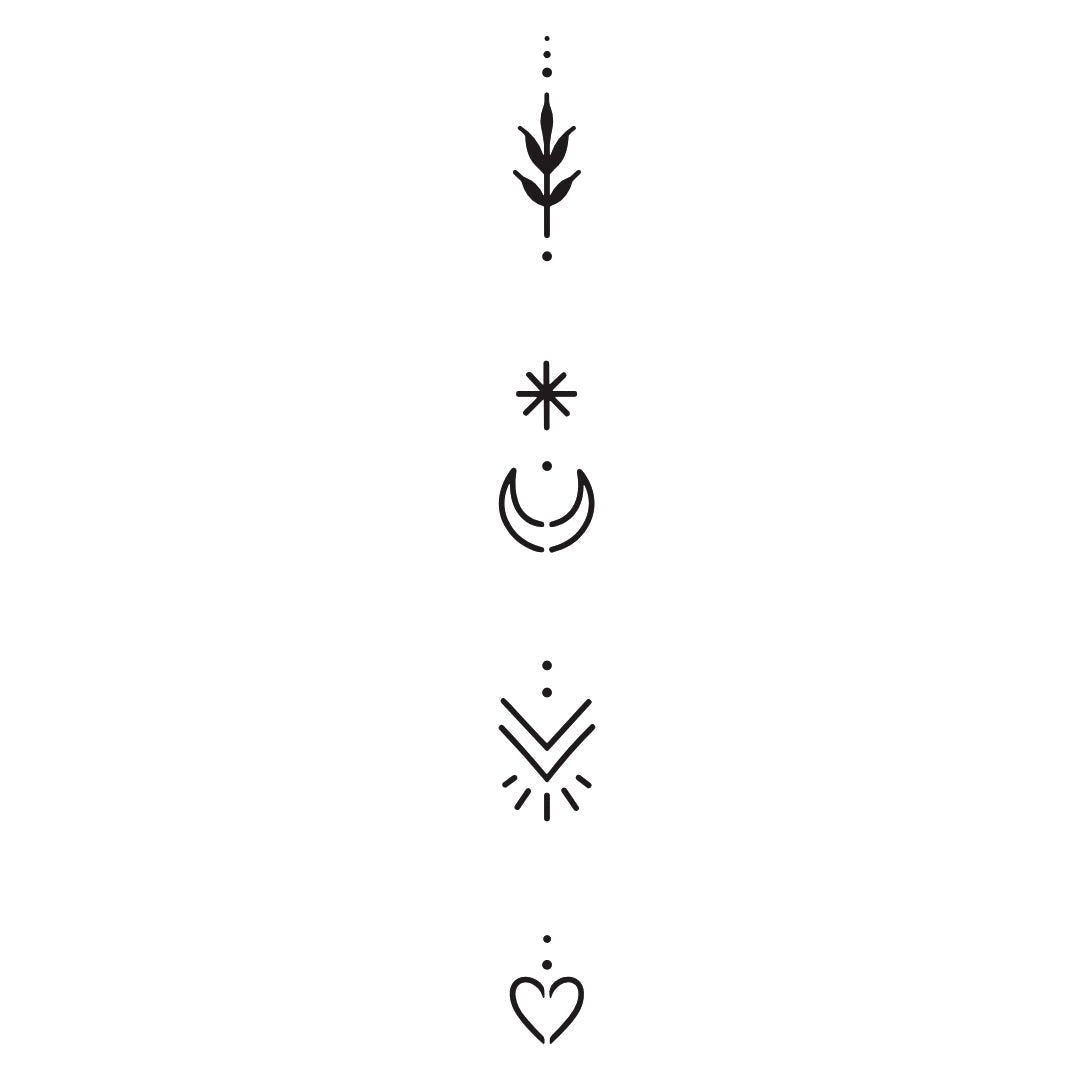 Vertical sacred symbols temporary tattoo - 2 | Temporalis