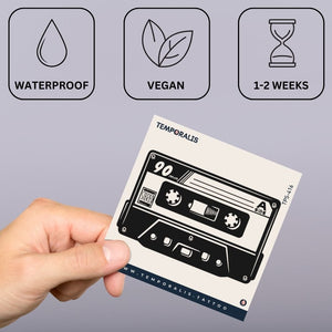 Vintage cassette tape temporary tattoo - 3 | Temporalis