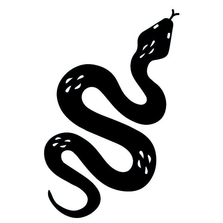 Wavy snake temporary tattoo - silhouette - 2 | Temporalis
