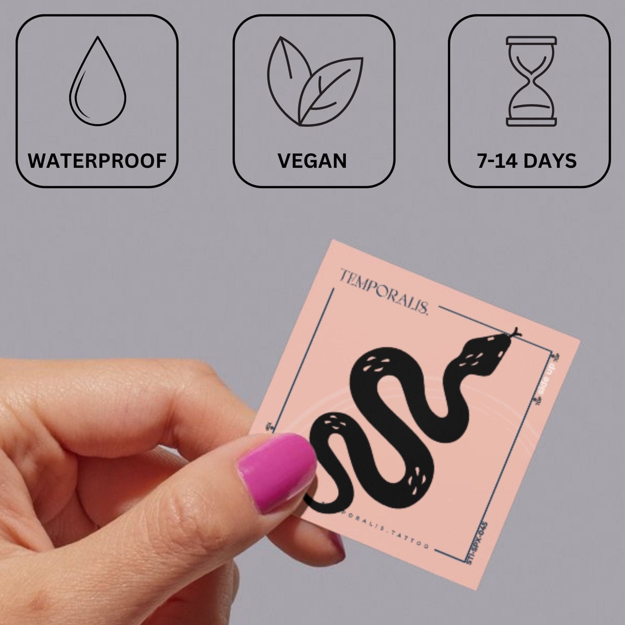 Wavy snake temporary tattoo - silhouette - 3 | Temporalis
