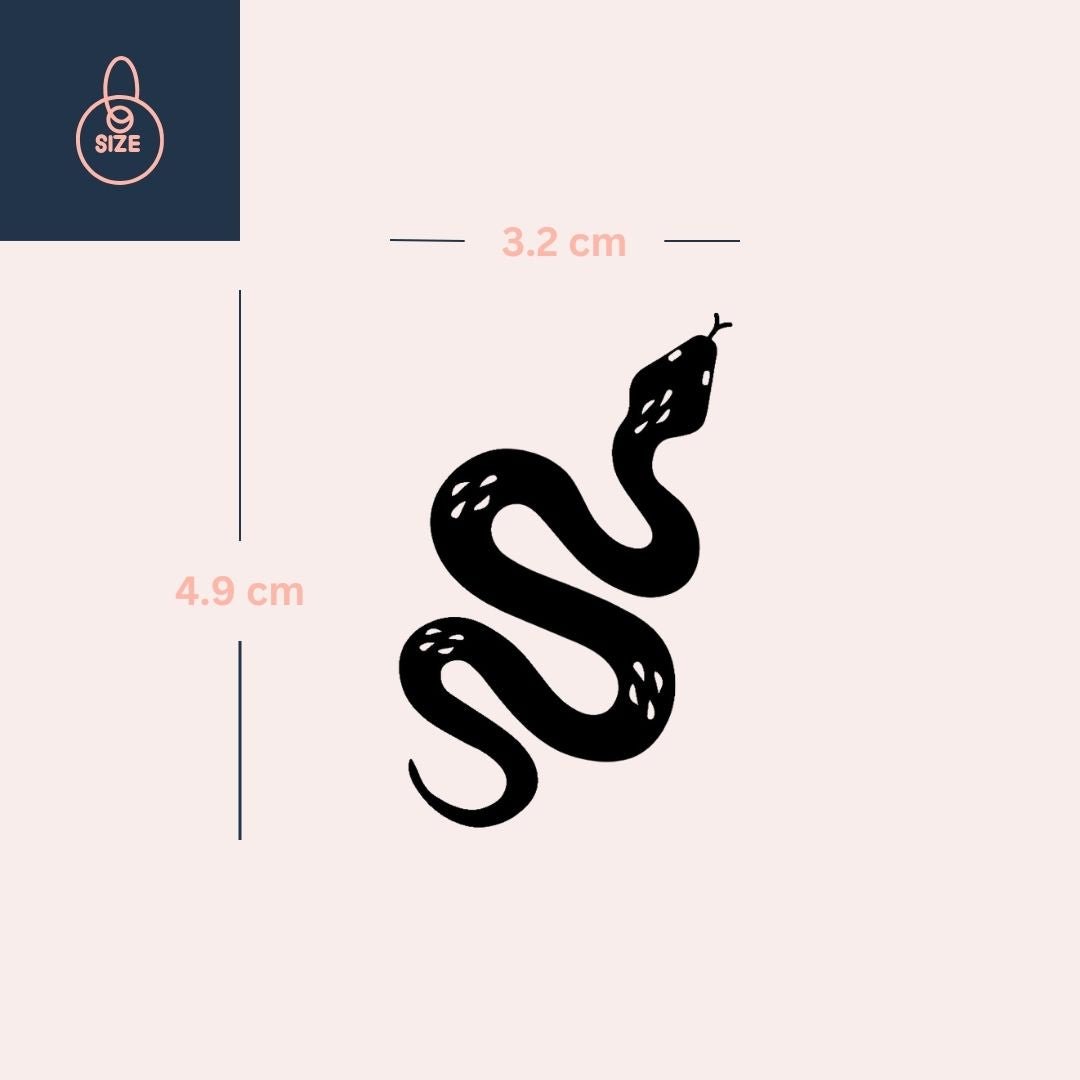 Wavy snake temporary tattoo - silhouette - 4 | Temporalis
