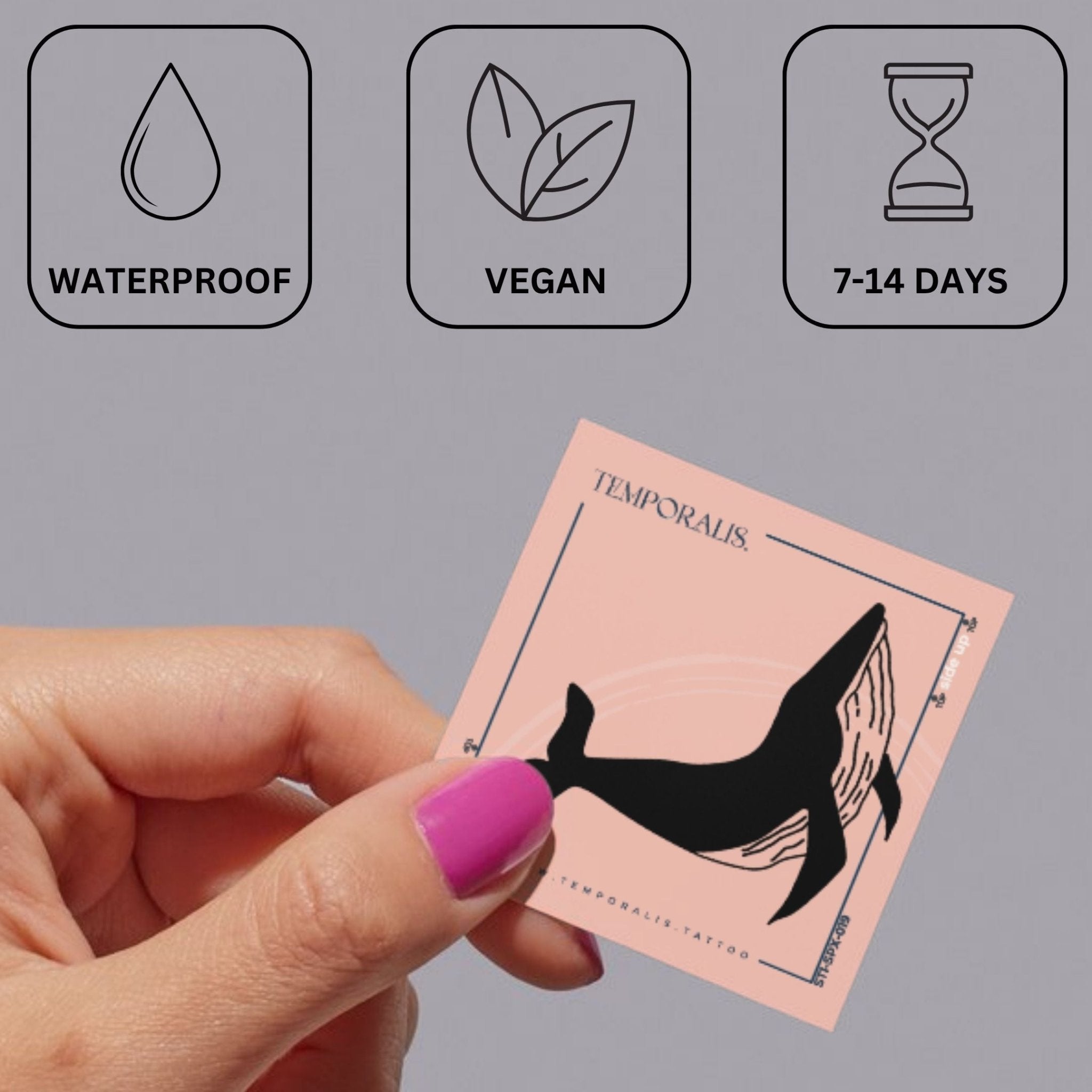 Whale Silhouette Temporary Tattoo 4 - Temporalis