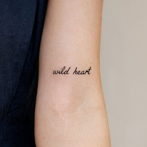 Wild heart temporary tattoo in cursive script - 1 | Temporalis