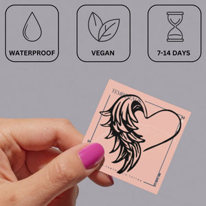 Winged Heart Temporary Tattoo 4 - Temporalis