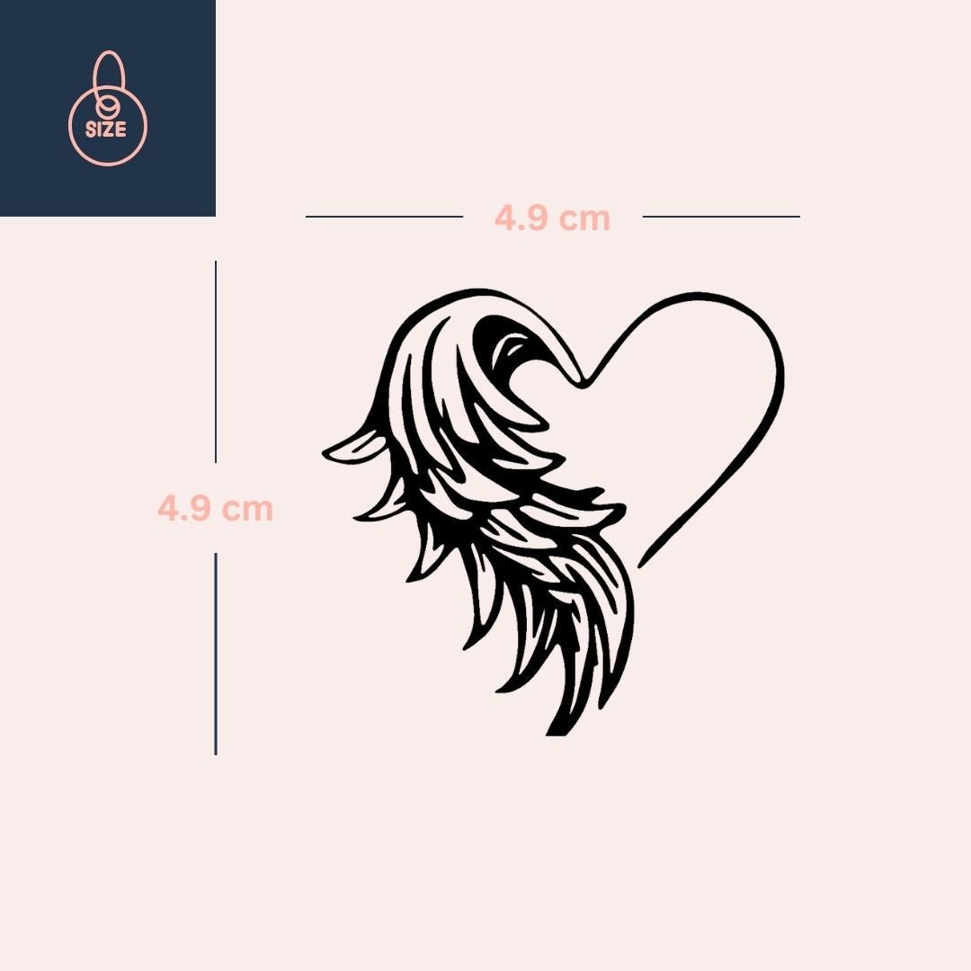 Winged Heart Temporary Tattoo 3 - Temporalis