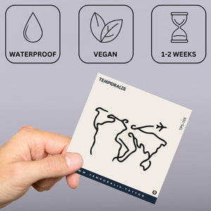 World Map & Airplane Continuous Line Temporary Tattoo - 3 | Temporalis