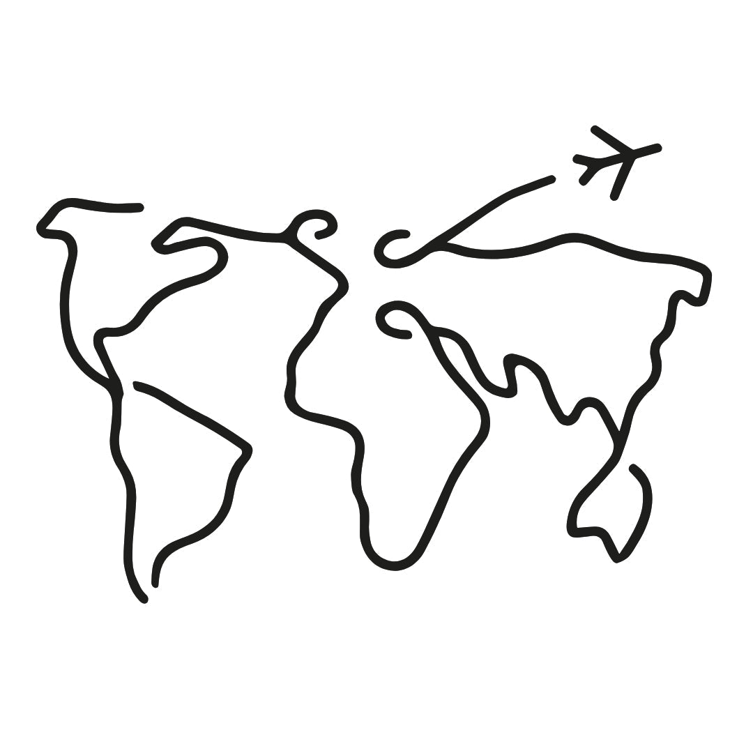 World Map & Airplane Continuous Line Temporary Tattoo - 2 | Temporalis