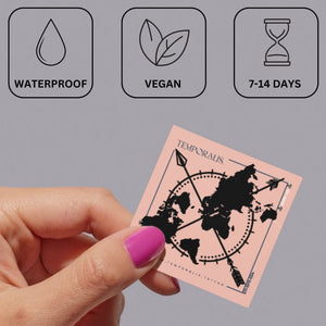 World map in compass with crossed arrows temporary tattoo - 3 | Temporalis