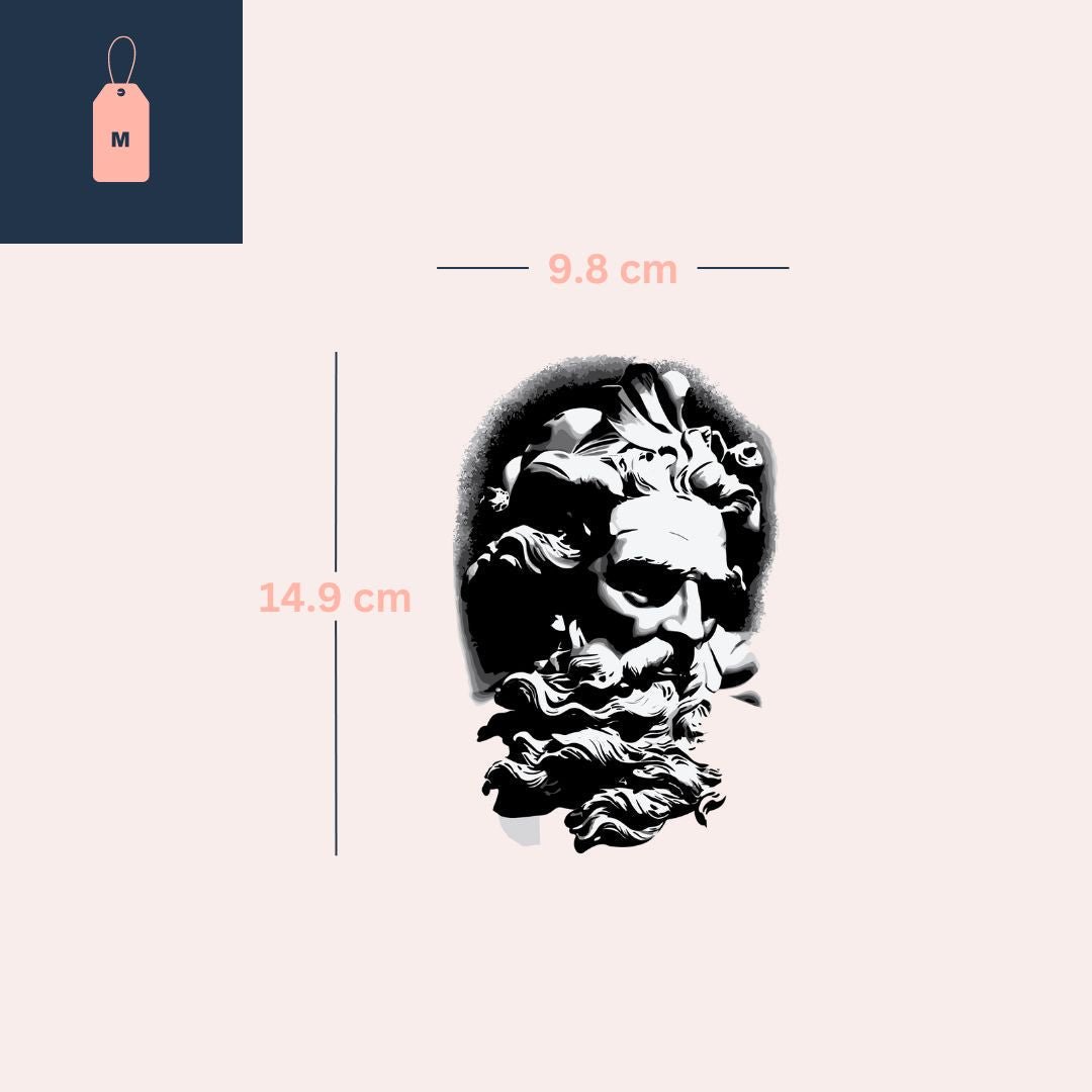 Zeus bust temporary tattoo - 4 | Temporalis